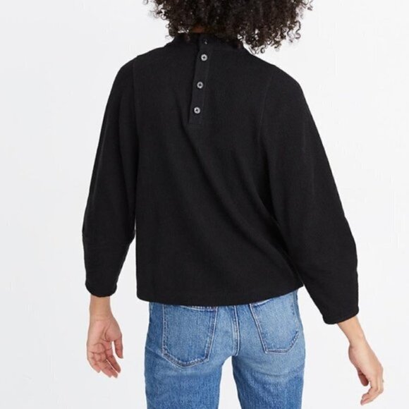Madewell Texture & Thread Button-Back Mockneck Top Black XS - Picture 3 of 7
